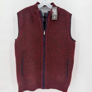 DALEBURY Harrison Full Zip Sweater Vest Mens Burgundy Wool Blend Size 2XL NWT